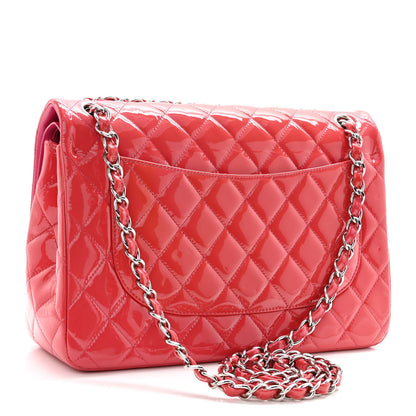Chanel Patent Quilted Jumbo Double Flap Pink 3 of 10