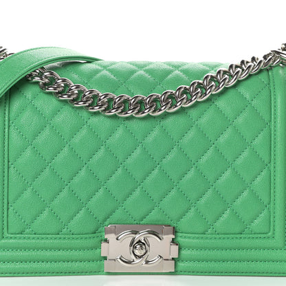 Chanel Caviar Quilted Medium Boy Flap Green 9 of 11
