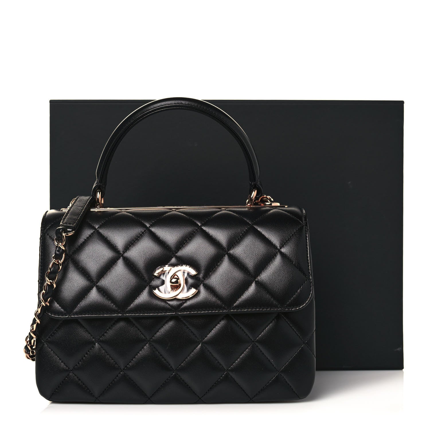 Chanel Lambskin Quilted Small Trendy CC Dual Handle Flap Bag Black 14 of 14