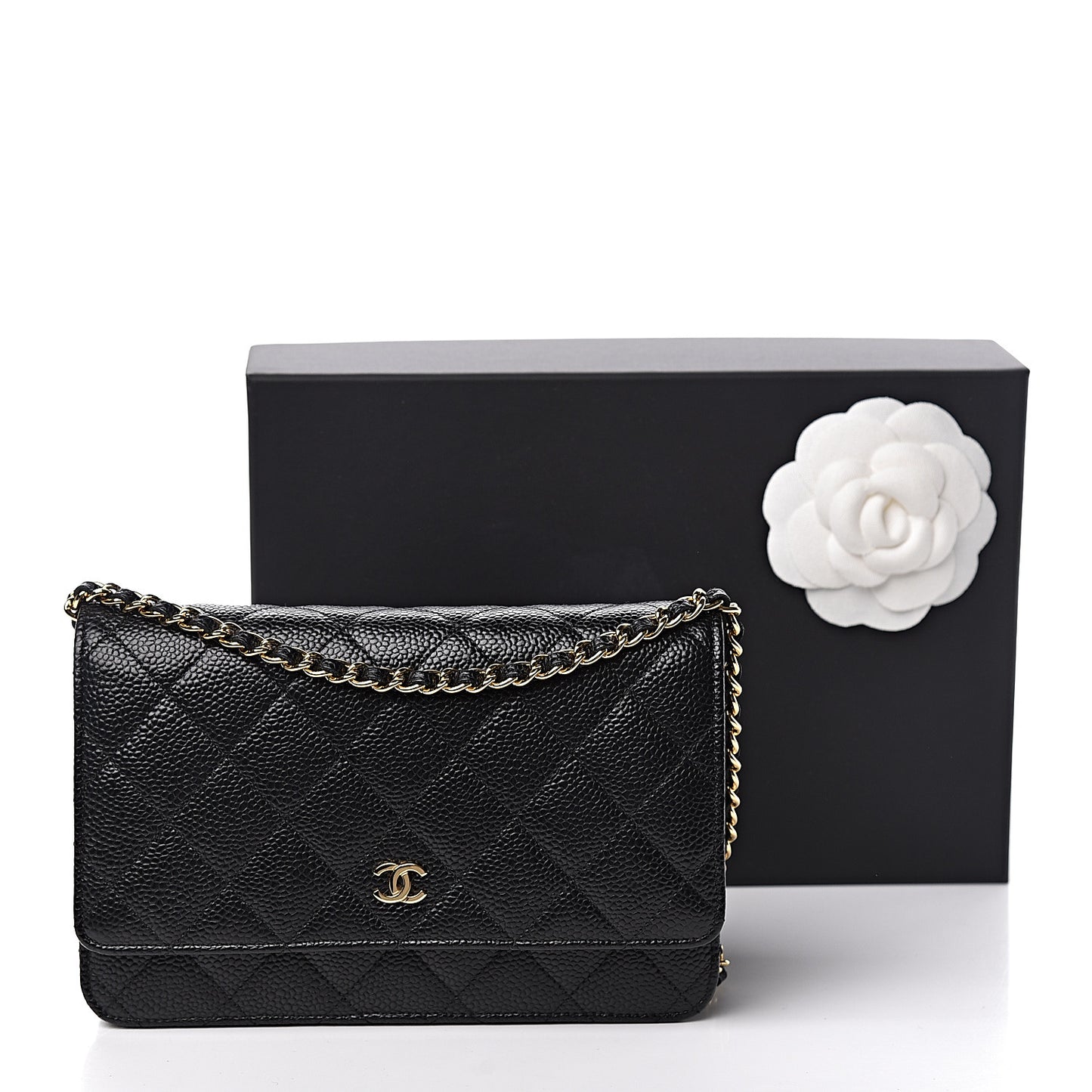 Caviar Quilted Wallet On Chain WOC Black