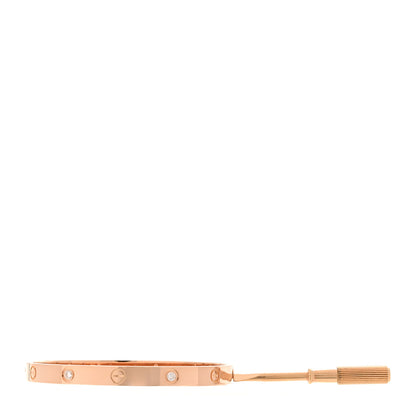 Cartier 18K Pink Gold 4 Diamond LOVE Bracelet 19 3 of 9