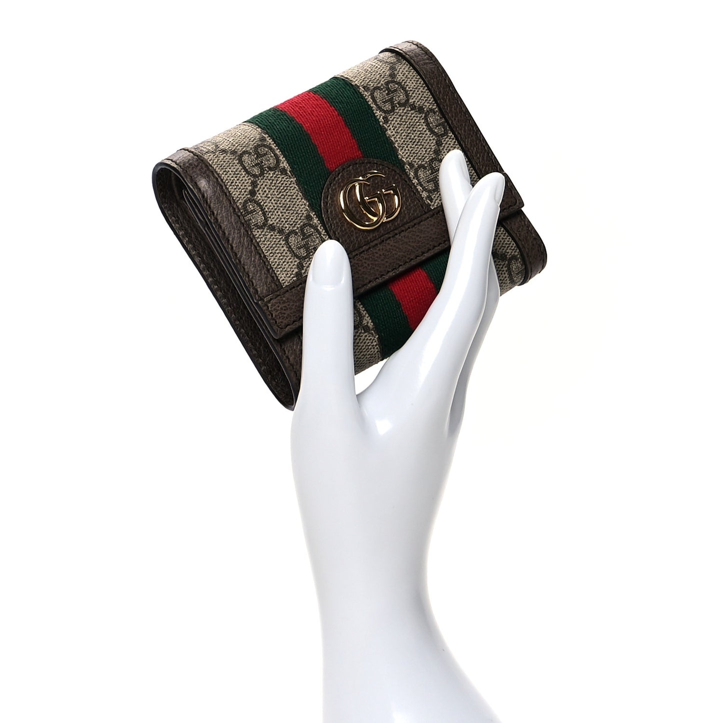 GG Supreme Monogram Web Ophidia French Flap Wallet Beige New Acero
