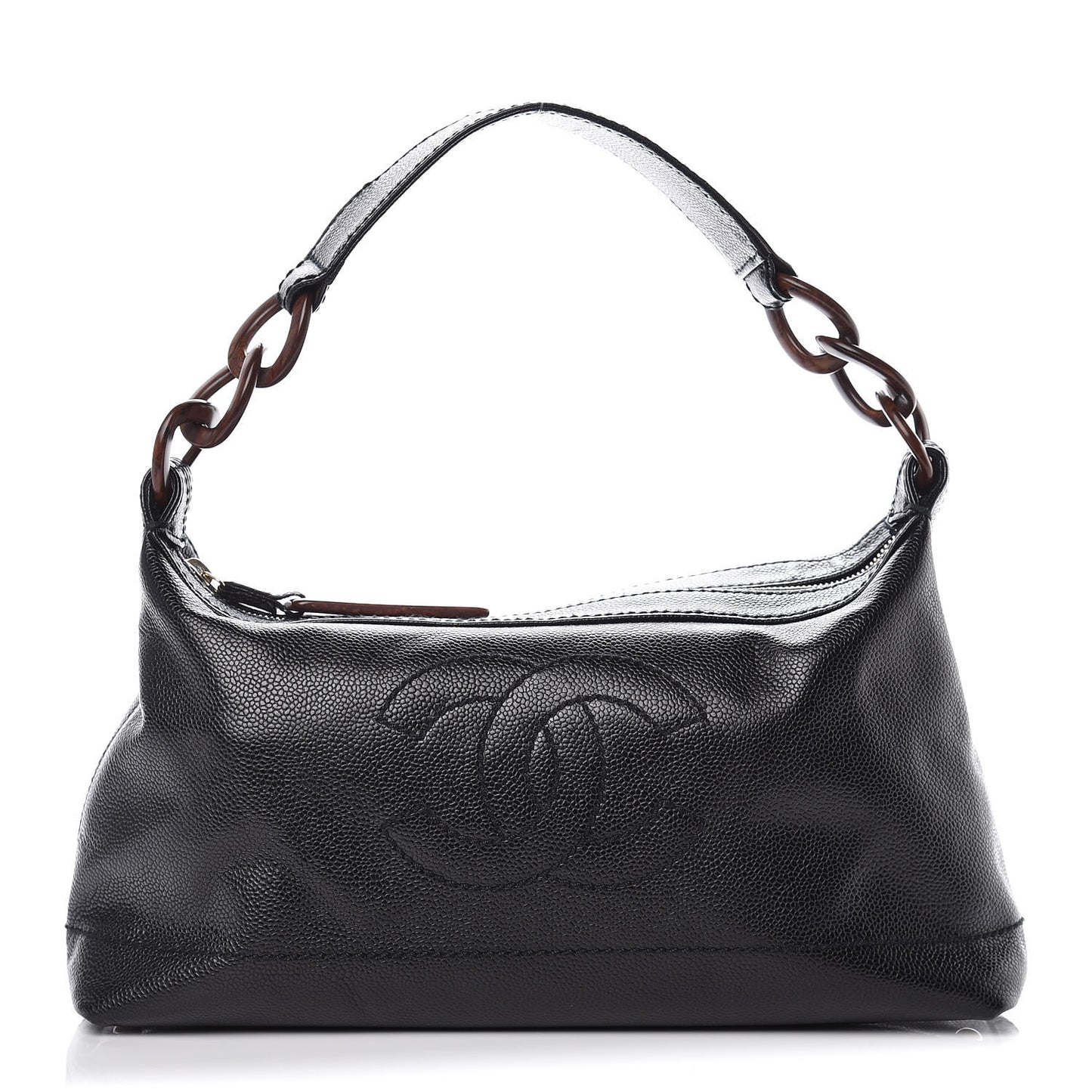 Caviar CC Wood Chain Hobo Black
