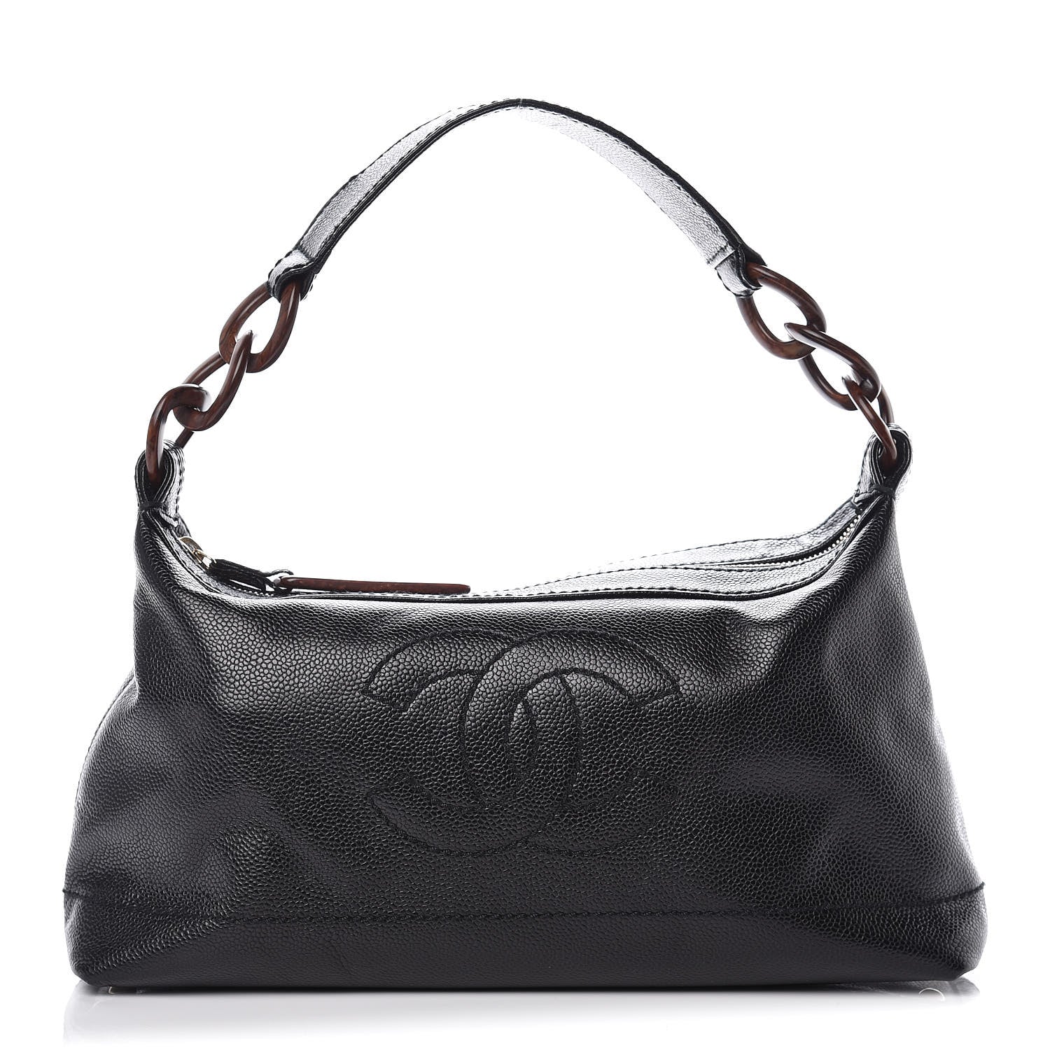Chanel Caviar CC Wood Chain Hobo Black 1 of 9