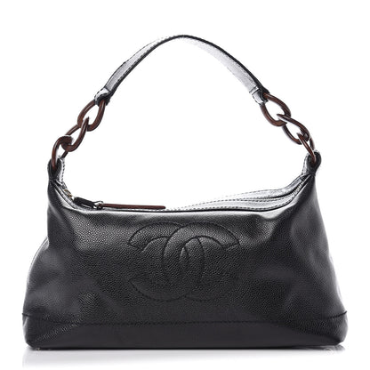 Chanel Caviar CC Wood Chain Hobo Black 1 of 9