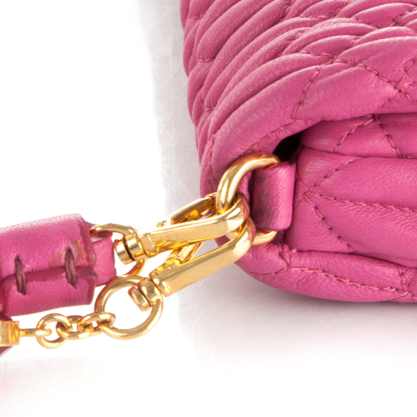 Nappa Matelasse Crystal Flap Clutch Fuxia
