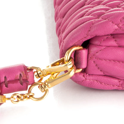 Miu Miu Nappa Matelasse Crystal Flap Clutch Fuxia 5 of 9