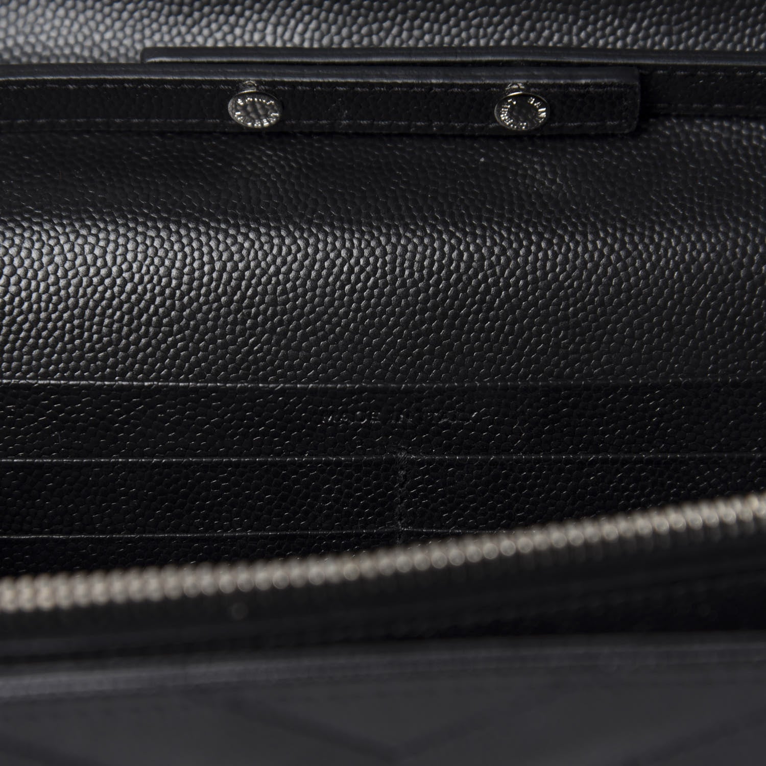 Saint Laurent Grain De Poudre Matelasse Chevron Monogram Chain Wallet Black 12 of 13