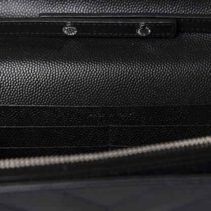 Saint Laurent Grain De Poudre Matelasse Chevron Monogram Chain Wallet Black 12 of 13