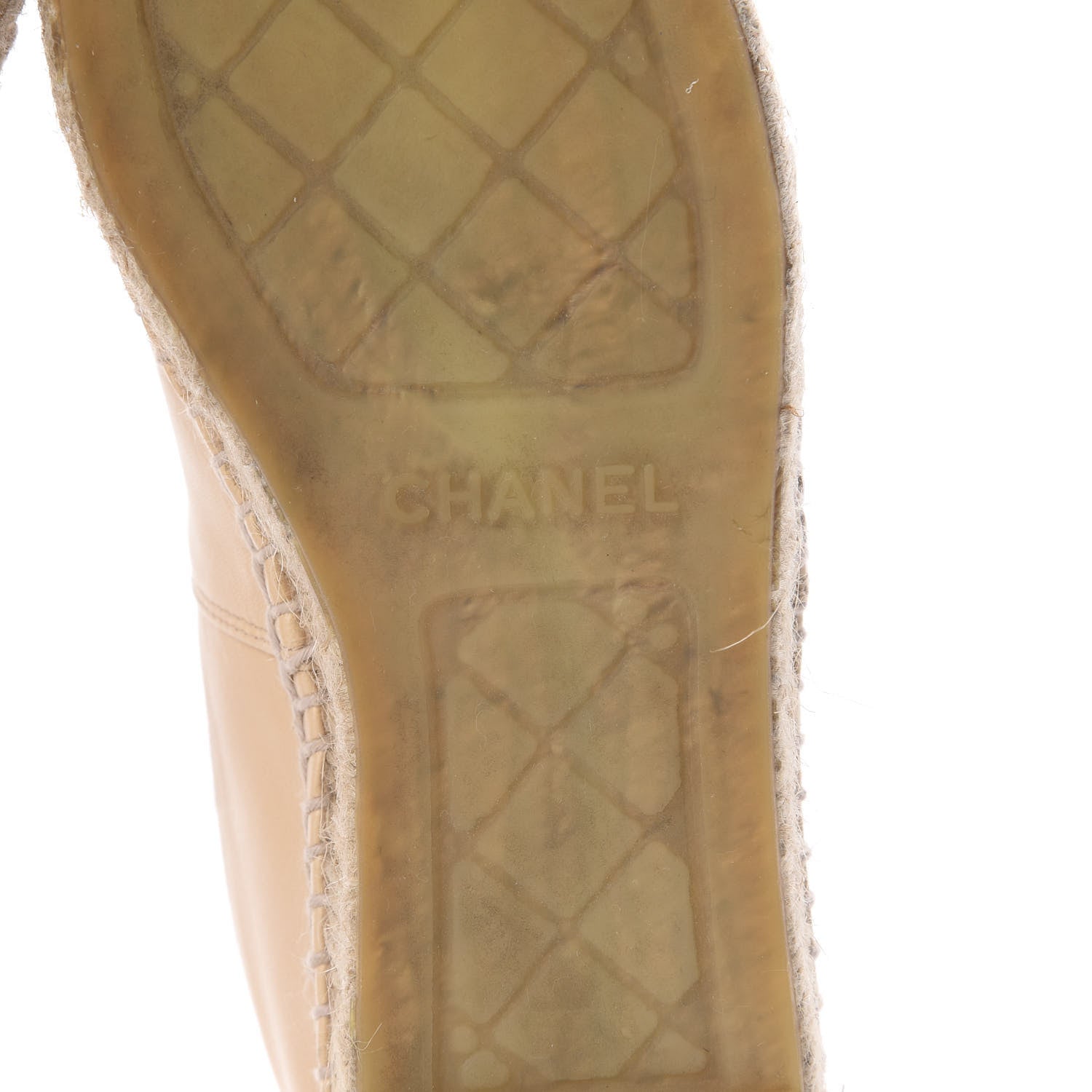 Chanel Lambskin CC Espadrilles 37 Beige Black 10 of 15
