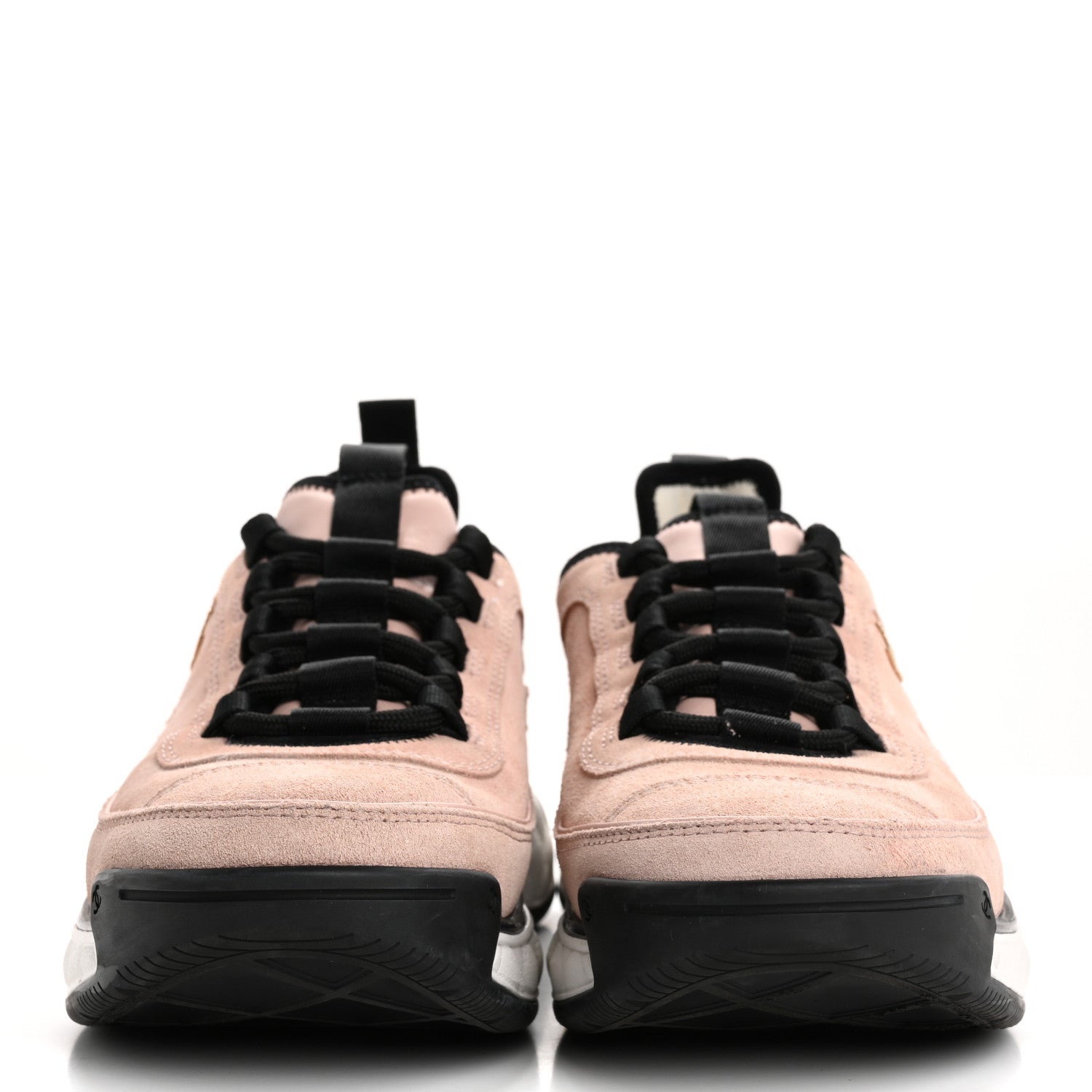 Chanel Suede Calfskin Nylon Grosgrain CC Sneakers 38.5 Light Pink 3 of 13