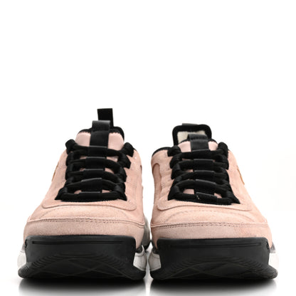 Chanel Suede Calfskin Nylon Grosgrain CC Sneakers 38.5 Light Pink 3 of 13