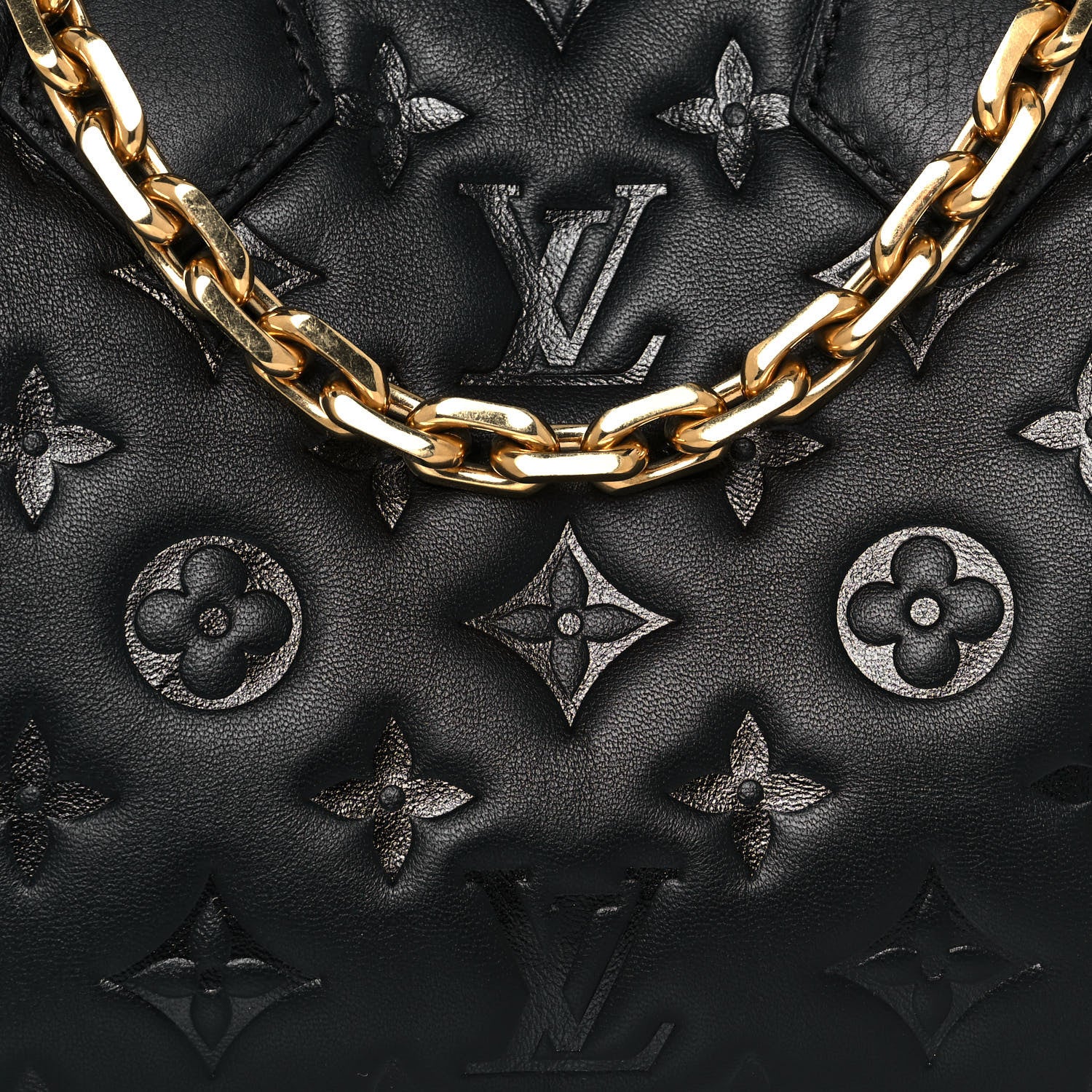 Louis Vuitton Lambskin Embossed Monogram Speedy 22 Bandouliere Black 7 of 13