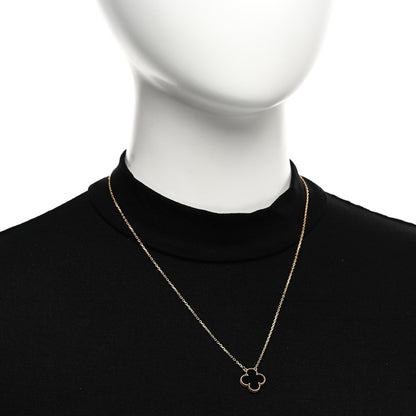 Van Cleef & Arpels 18K Yellow Gold Black Onyx Vintage Alhambra Pendant Necklace 2 of 4