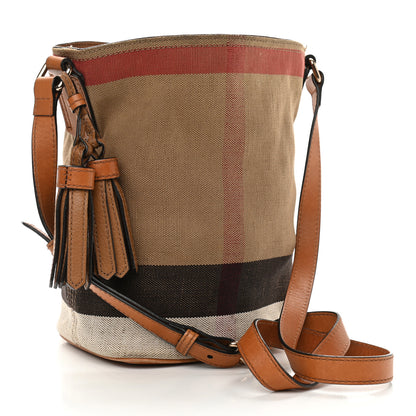 Burberry Canvas Mega Check Mini Ashby Tassel Crossbody Saddle Brown 3 of 17