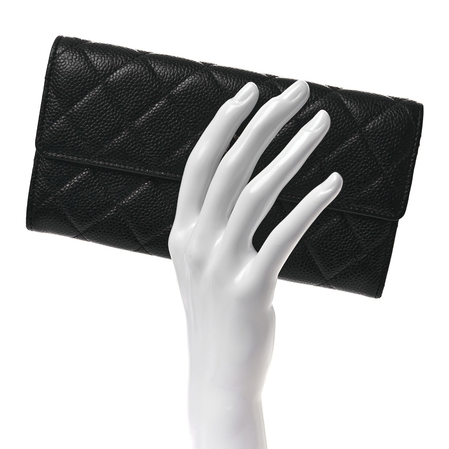 Chanel Caviar Quilted Large Gusset Flap Wallet Black 2 of 10