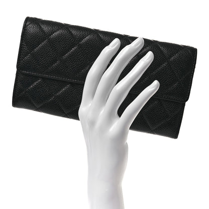Chanel Caviar Quilted Large Gusset Flap Wallet Black 2 of 10