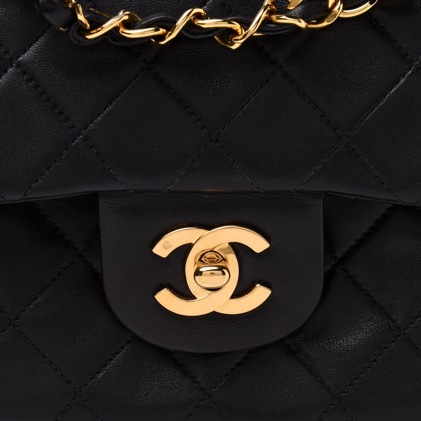 Lambskin Quilted Small Double Flap Black
