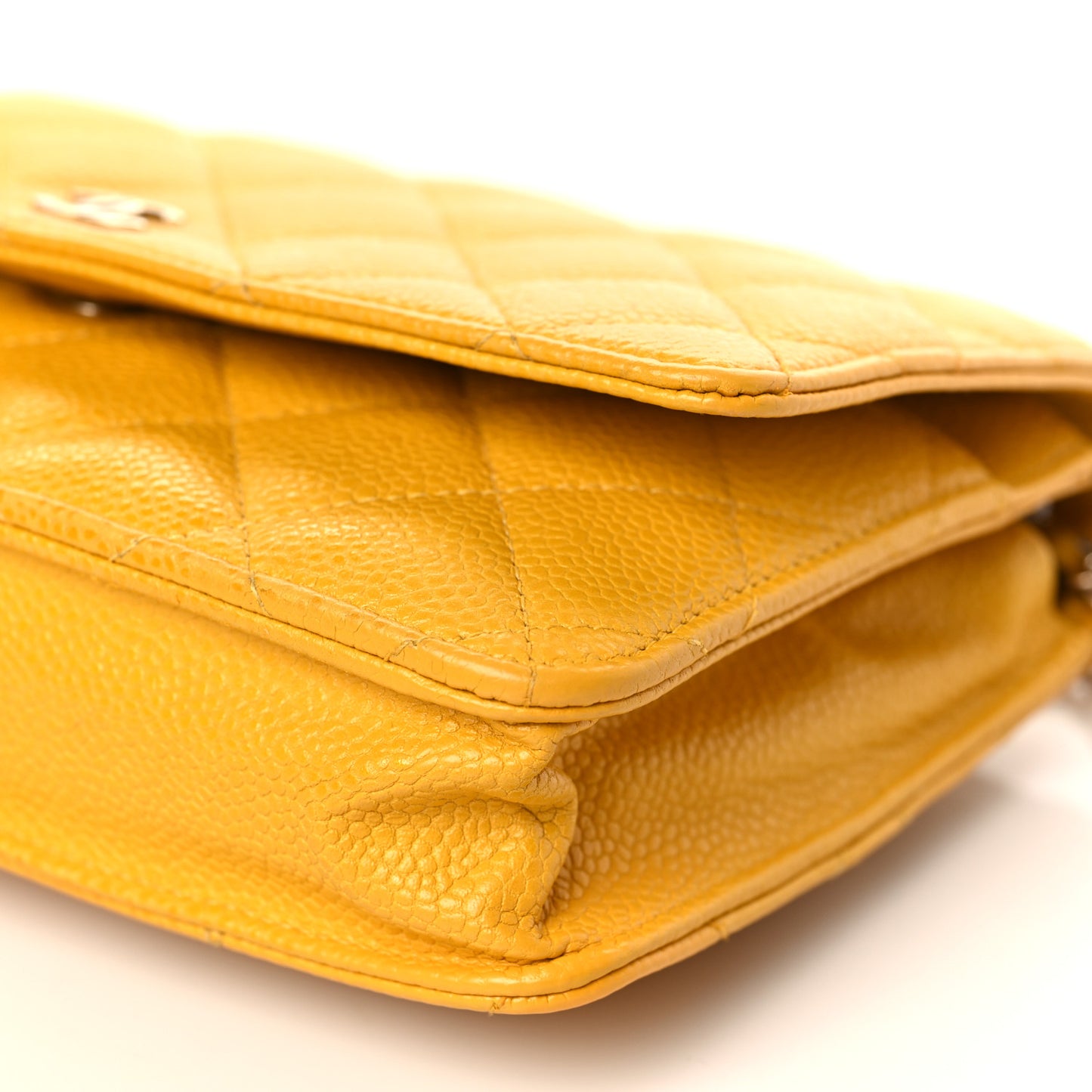 Caviar Quilted Wallet on Chain WOC Yellow