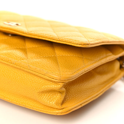 Chanel Caviar Quilted Wallet on Chain WOC Yellow 10 of 11