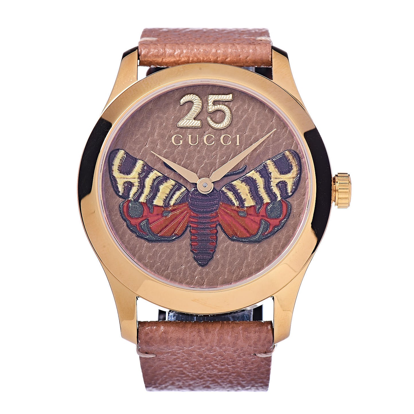 Stainless Steel Calfskin 38mm G-Timeless Moth Quartz Watch Brown