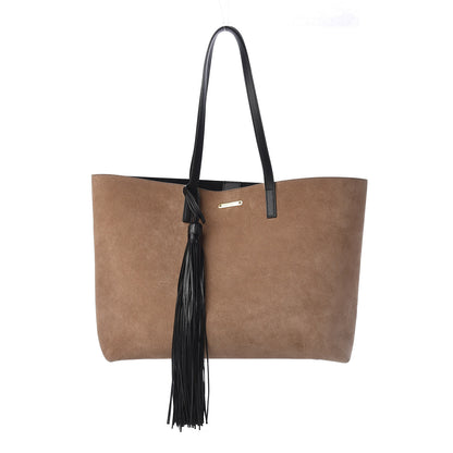 Saint Laurent Suede East West Shopping Tote Beige Black 3 of 10