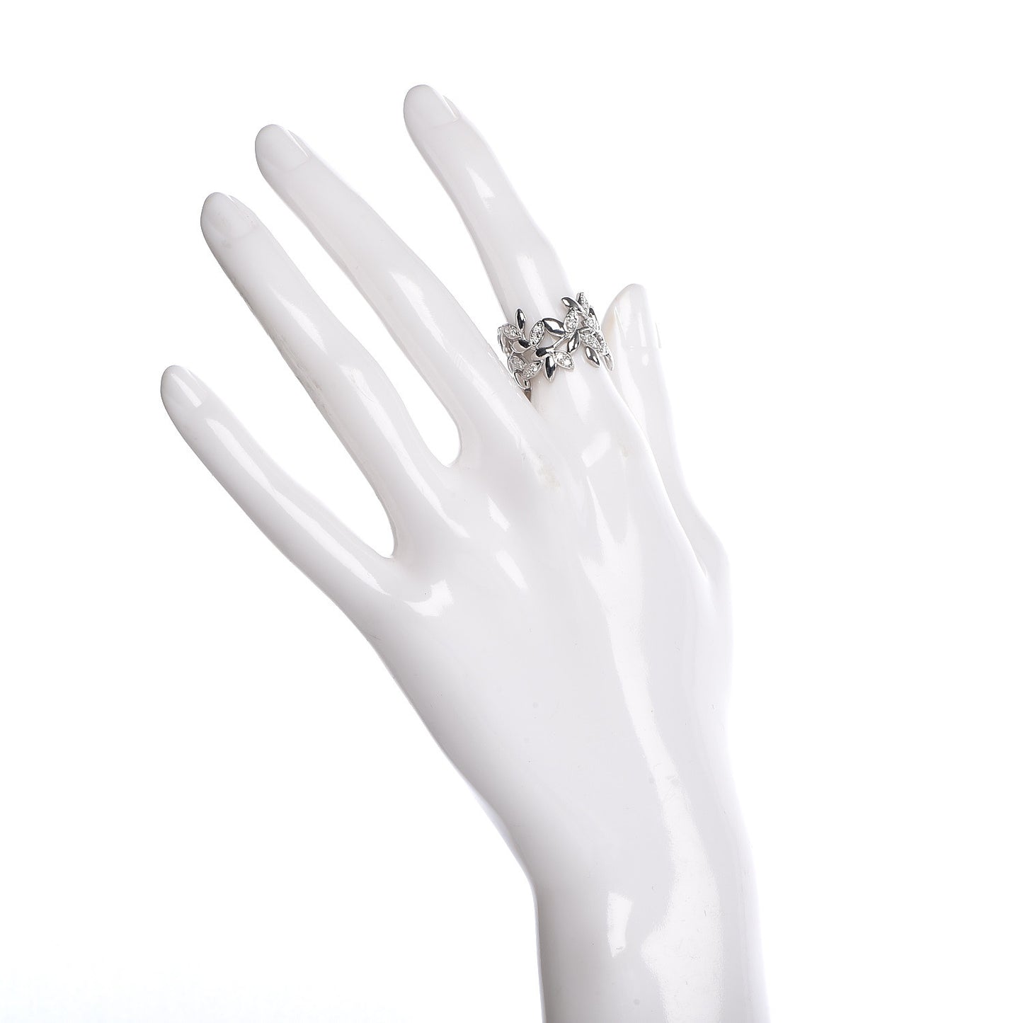 18K White Gold Diamond Paloma Picasso Olive Leaf Band Ring 51 5.75
