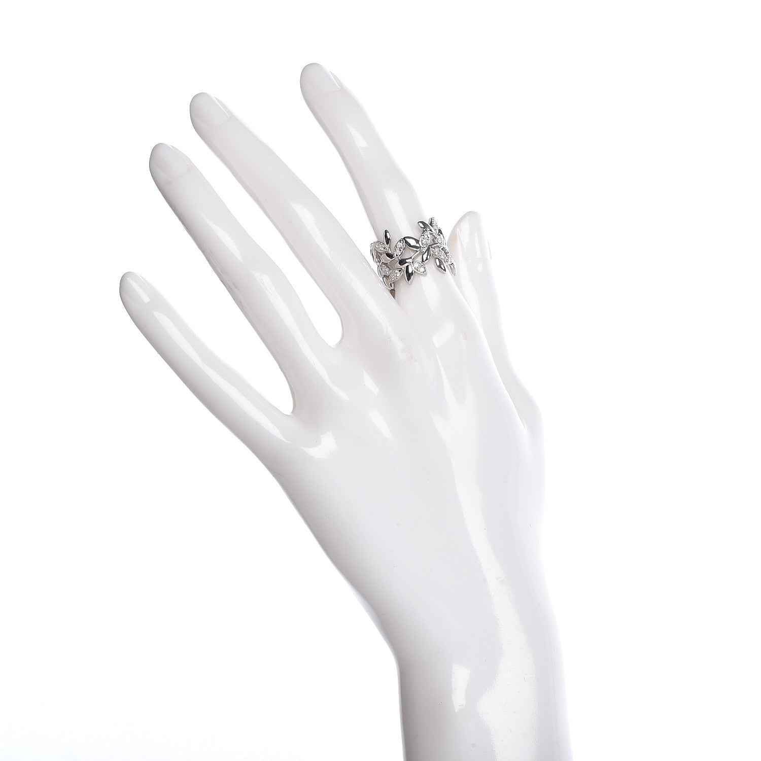 Tiffany 18K White Gold Diamond Paloma Picasso Olive Leaf Band Ring 51 5.75 2 of 5