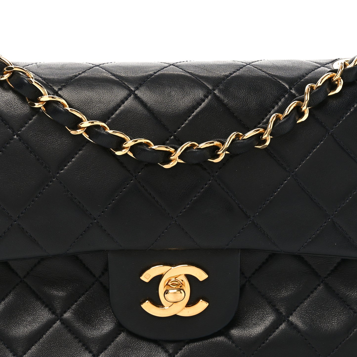 Lambskin Quilted Small Double Flap Black