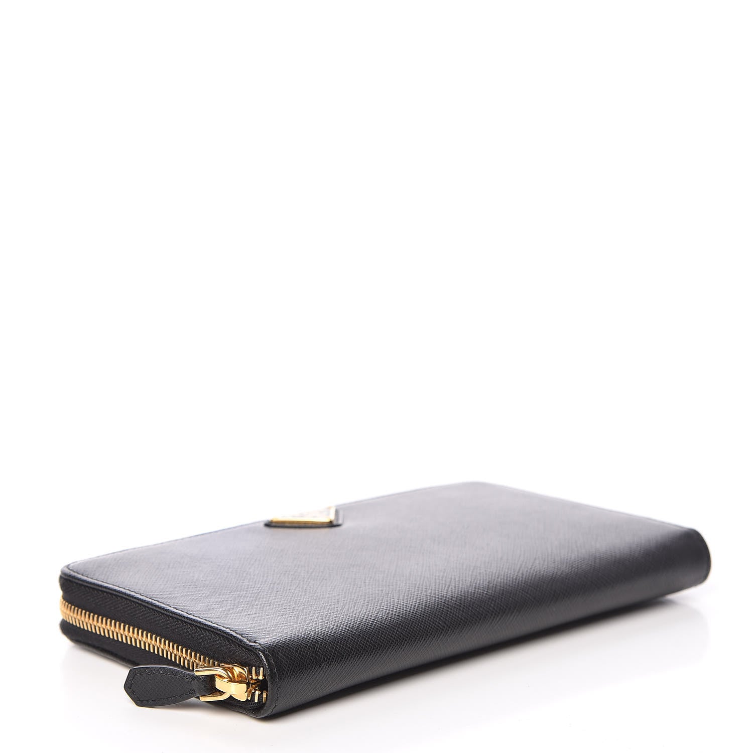 Prada Saffiano Metal Large Zip Around Travel Wallet Black 4 of 7