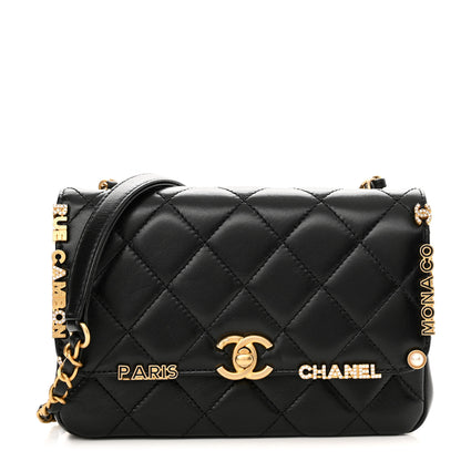 Chanel Lambskin Enamel Strass Quilted Mini Paris Monaco Flap Black 1 of 12