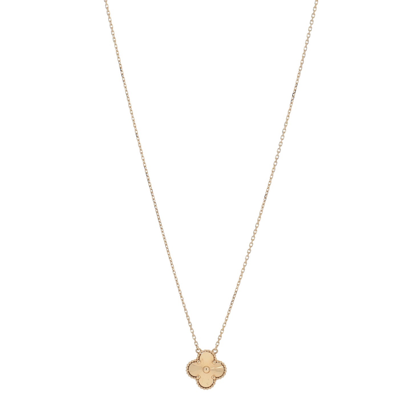 18K Yellow Gold Guilloche Vintage Alhambra Pendant Necklace