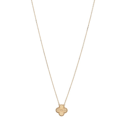 Van Cleef & Arpels 18K Yellow Gold Guilloche Vintage Alhambra Pendant Necklace 1 of 4