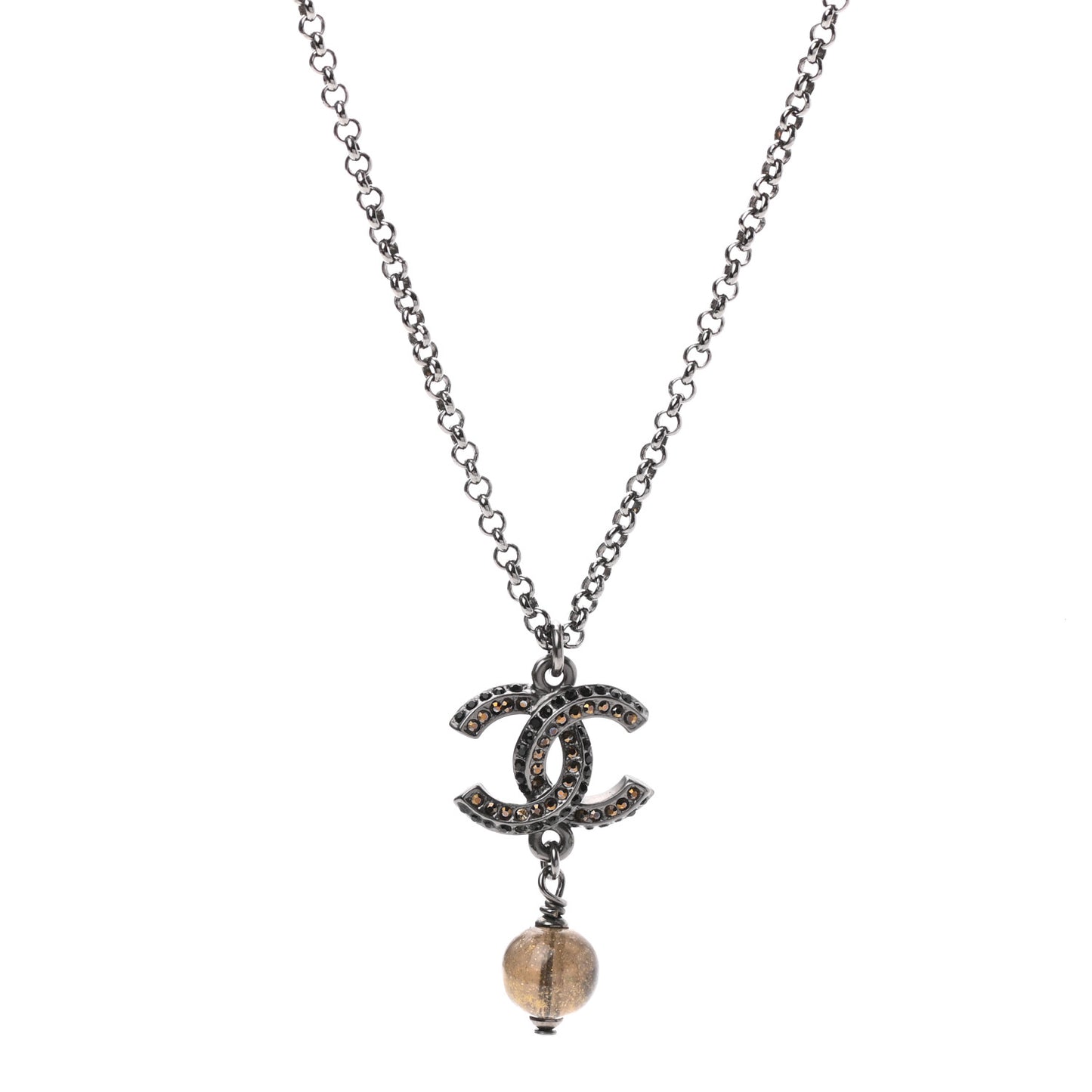 Ruthenium Crystal CC Drop Necklace