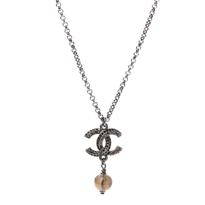 Chanel Ruthenium Crystal CC Drop Necklace 1 of 5