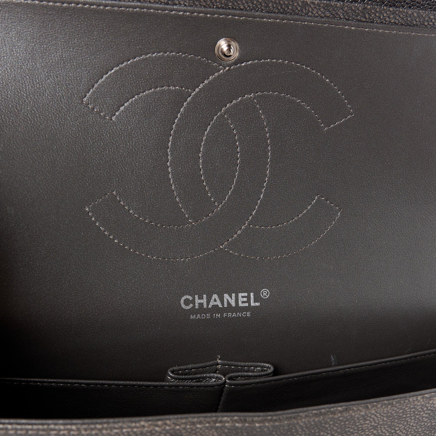 Chanel Metallic Caviar Quilted Jumbo Double Flap Dark Silver 6 of 13