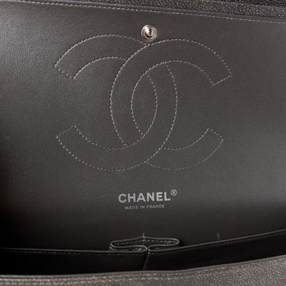 Chanel Metallic Caviar Quilted Jumbo Double Flap Dark Silver 6 of 13