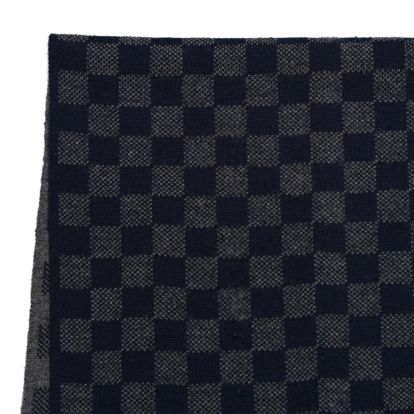 Wool Petit Damier Graphite Scarf Navy Blue