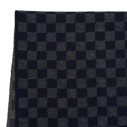 Louis Vuitton Wool Petit Damier Graphite Scarf Navy Blue 4 of 4