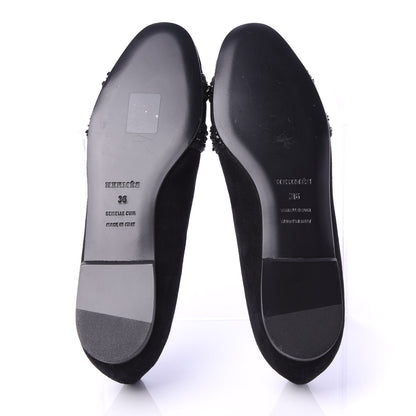 Hermes Suede Goatskin Crystal Powdered Nice Ballerina Flats 36 Black 5 of 7