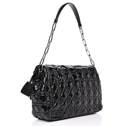 Christian Dior Patent Cannage Large New Lock Flap Bag Black 3 of 15
