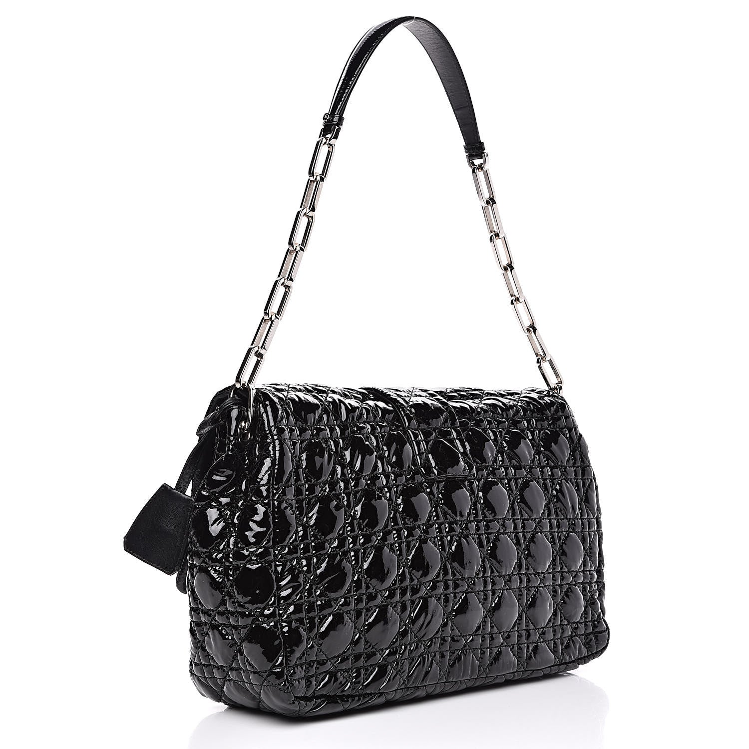 Christian Dior Patent Cannage Large New Lock Flap Bag Black 3 of 15