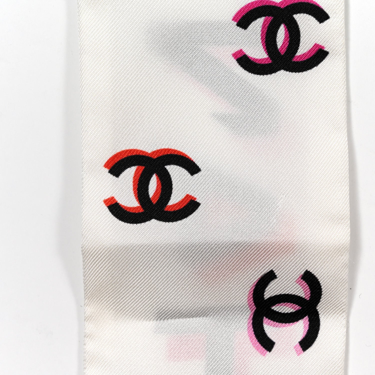 Chanel Silk CC Bandeau Scarf White Multicolor 3 of 4