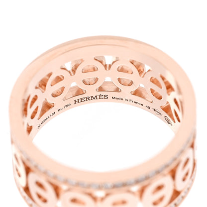 Hermes 18K Rose Gold Diamond Chaine D'Ancre Divine Ring 49 4.75 3 of 4