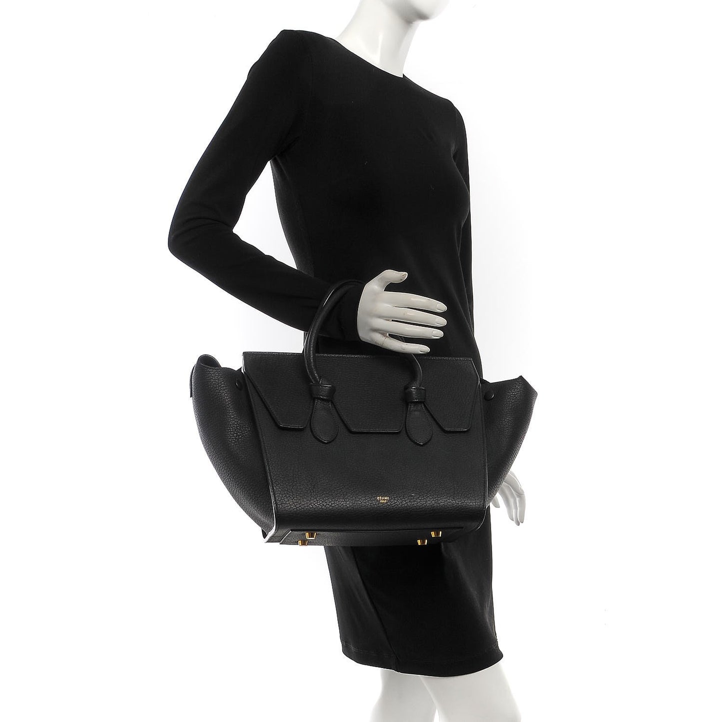 Crisped Calfskin Mini Tie Knot Tote Black