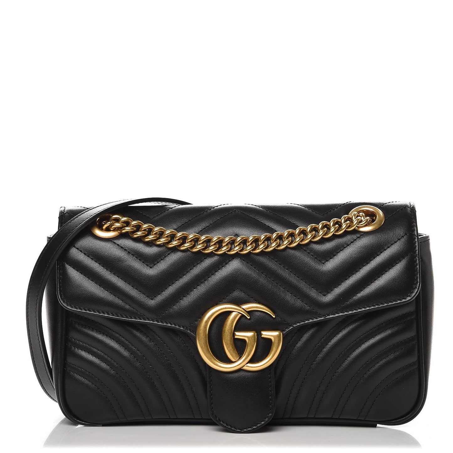 Calfskin Matelasse Small GG Marmont Shoulder Bag Black