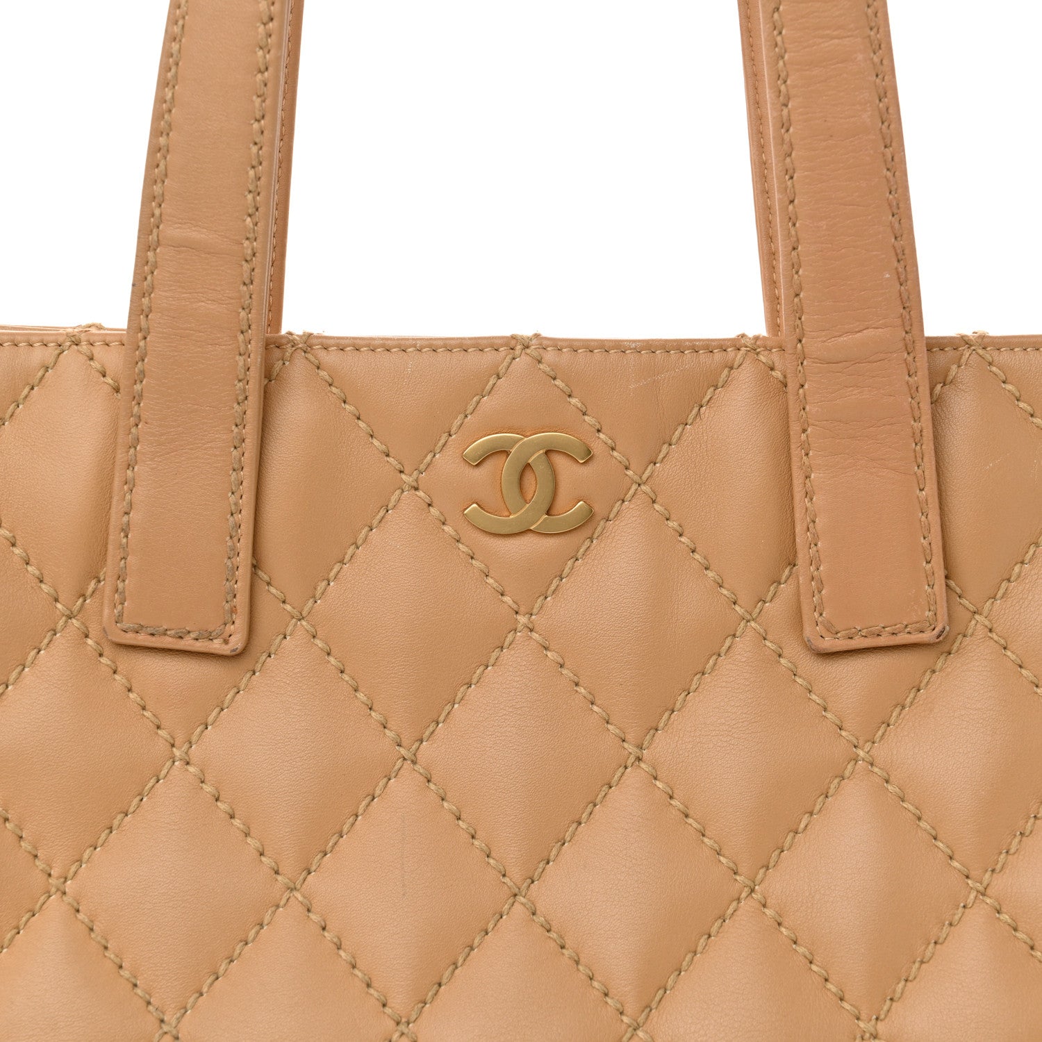 Chanel Calfskin Wild Stitch Medium Tote Beige 7 of 15