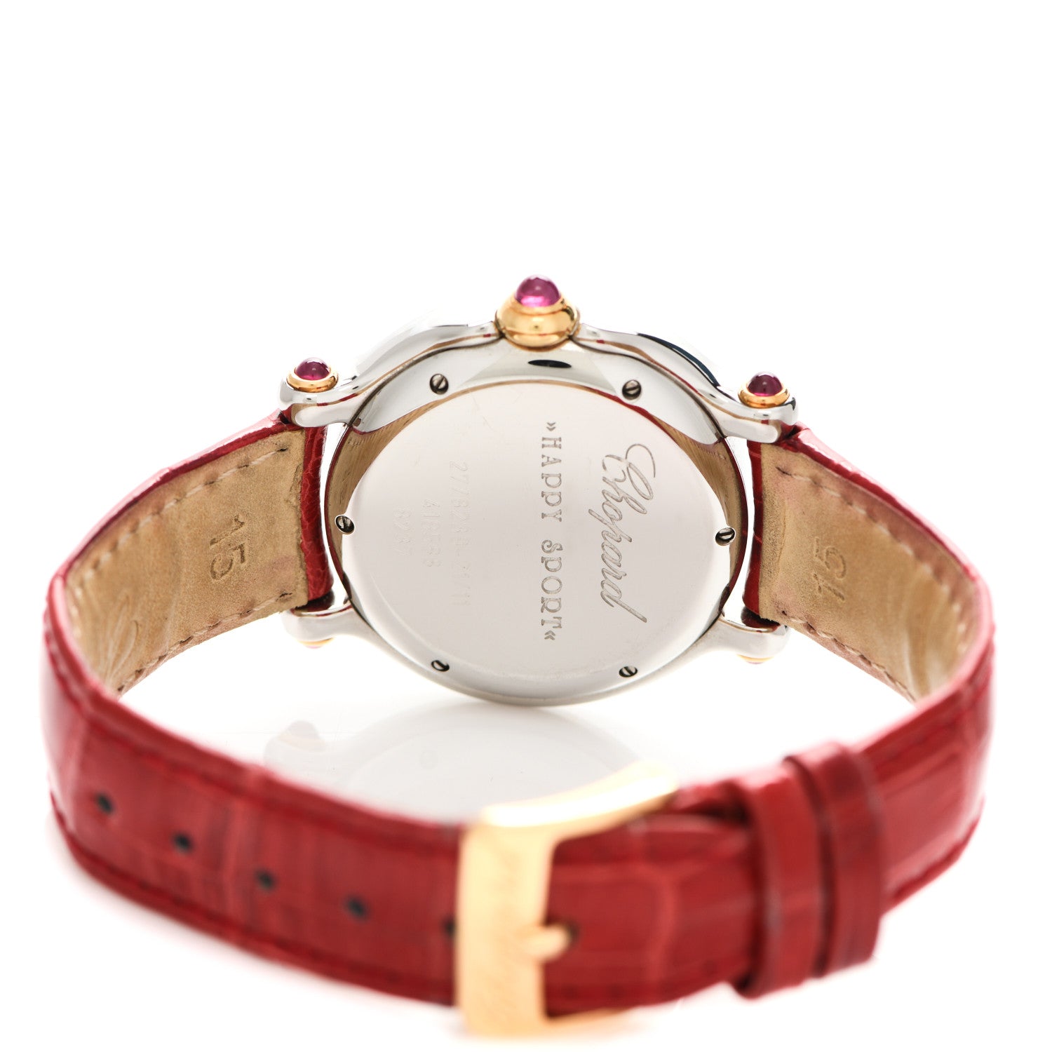 Chopard Stainless Steel 18K Yellow Gold Alligator Diamond Bezel 32mm Happy Sport Quartz Watch 4 of 5