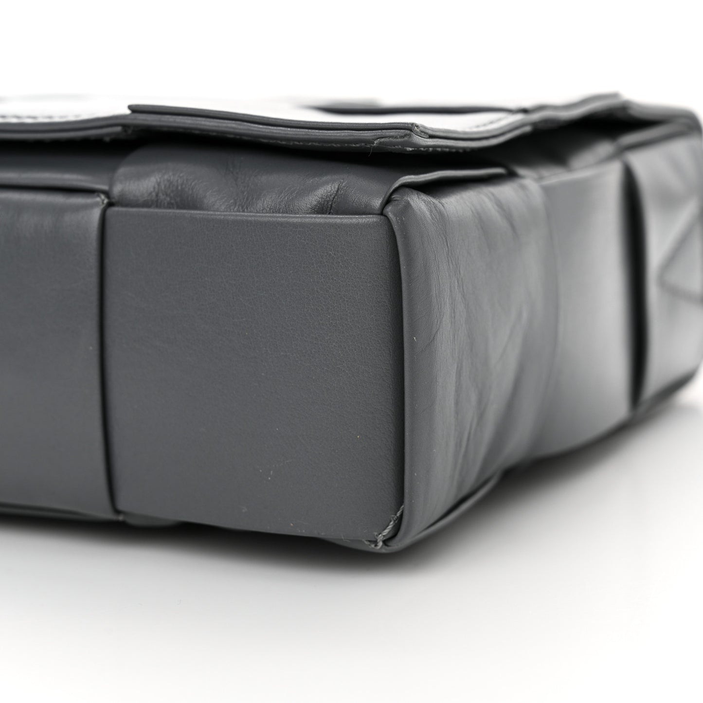 Paper Calfskin Maxi Intreccio Cassette Crossbody Bag Thunder