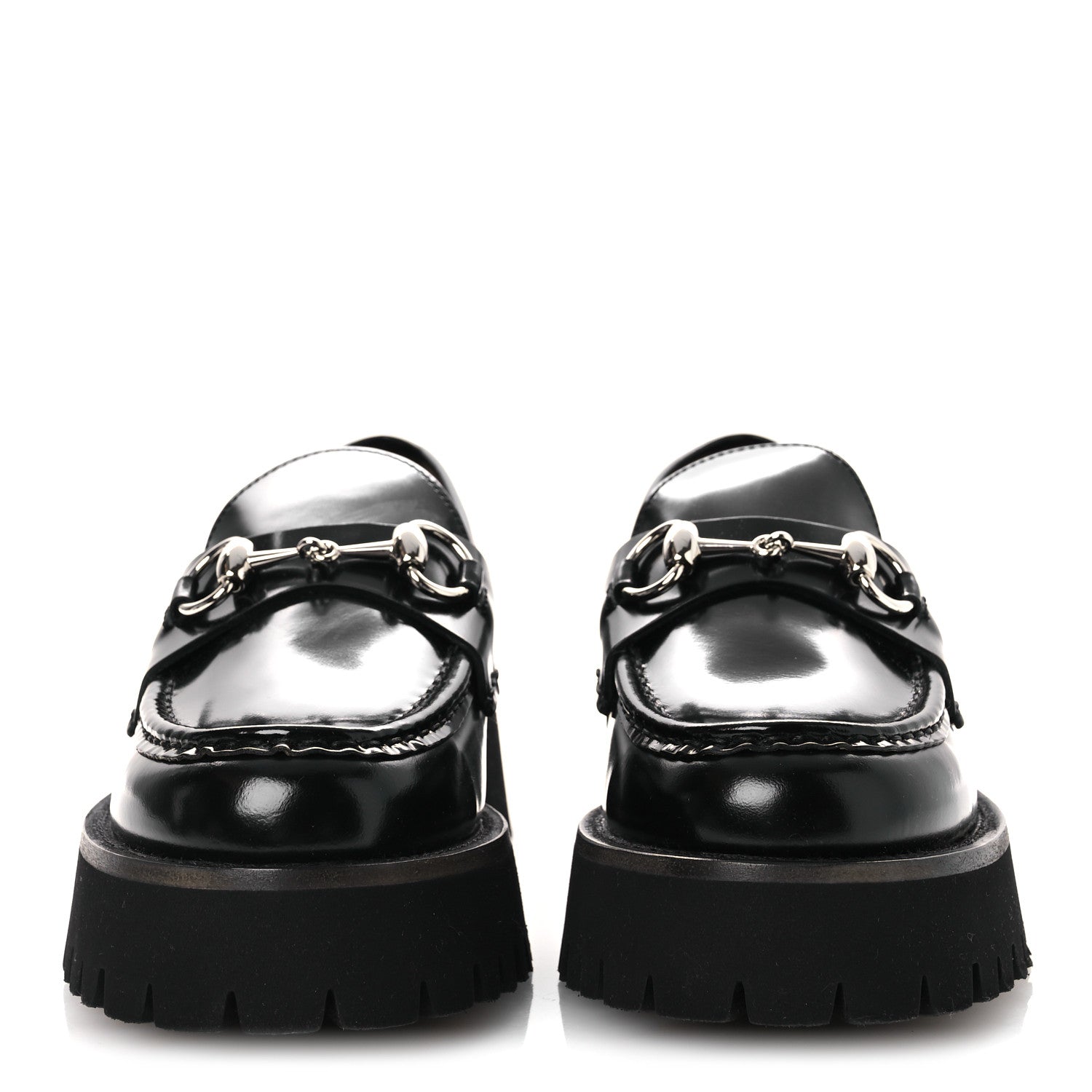 Gucci Cordovan Lux Womens Horsebit 45mm Platform Loafers 37.5 Black 3 of 12